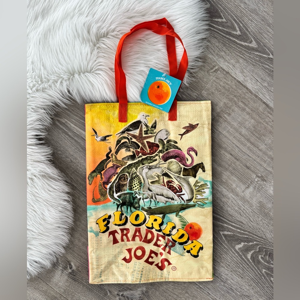 🐊🍊Trader Joe’s Florida Reusable Shopping Tote Bag NWT